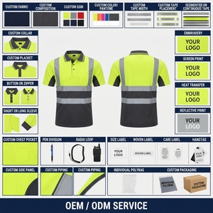 เสื้อโปโลผ้าฝ้ายกันน้ำกันลมสะท้อนแสงน้ำหนักเบาสำหรับงานจราจร ยี่ห้อสินค้าสั่งผลิตพิเศษ - Product Image 5