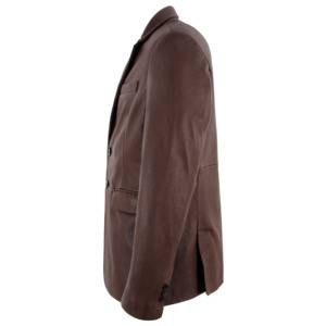 Custom 100% Genuine Napa Leather <b>Men</b>’s Blazer Fashion Fit Private Label Bulk Wholesale Trend Bubble Top Grain Leather Style Coat - Product Image 2