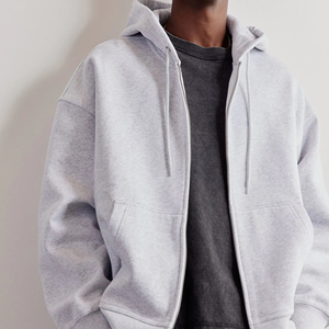 Ventes en gros de sweats à capuche pour hommes de qualité supérieure, style streetwear, épaules tombantes, double couche, fermeture éclair, pour hommes - Product Image 1