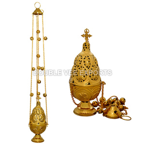Incensario Redondo de Latón con 12 Campanas |   Incensario para Iglesia Ortodoxa - DOUBLE VEE EXPORTS - Product Image 2