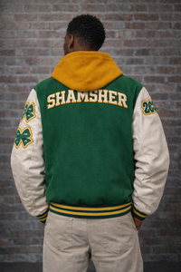 Blouson universitaire vintage pour homme 2026 entièrement personnalisé avec écussons en chenille, corps en laine épaisse et manches en similicuir, boutons brodés - Product Image 6