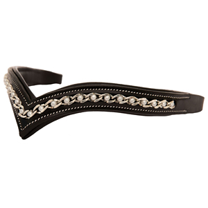 Équipement équestre personnalisé, frontale rembourrée en cuir indien avec cristaux de perles blanches en spirale fantaisie - Product Image 2