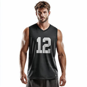 <b>Men's</b> <b>Black</b> V-Neck Sleeveless Tank Top Quick Dry Polyester Training Sleeveless <b>Vest</b> Tops Lightweight Quick Dry - Product Image 1