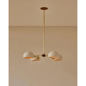 Most Selling Modern Brass Ceiling Pendant <b>Light</b> With Four <b>White</b> Glass <b>Shades</b> Circular Design Lighting Fixture - Product Image 4