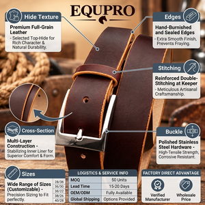 Equipro Genuine Cowhide Leather Belt Brown Reversible <b>Animal</b> <b>Print</b> Casual Alloy Rectangular Pin Buckle 3.5cm Width 110cm Length - Product Image 4