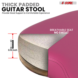 Taburete de guitarra de acero de aleación de hierro de 5 núcleos, silla acolchada de 3,15 pulgadas con respaldo, asiento musical plegable con reposapiés incorporado - Product Image 6