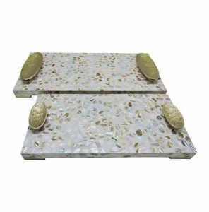 Authentic Indian Handmade Eco-Friendly Polished Food Tray Bone Inlay Resin Marble for Home <b>Decoration</b> Crafts Galore Made India - Product Image 1