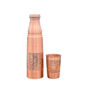 Pure Hammered Copper Water Bottle Handmade Joint-Free Ayurvedic Drinking Vessel Eco-Friendly Leak-Proof Copper <b>Drinkware</b> - Product Image 3