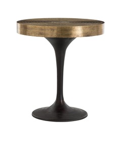 Mesa Auxiliar Moderna de Colección Curada con Tapa Redonda y Base Decorativa para Muebles de Sala - Product Image 1