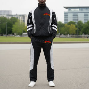 Ensemble de survêtement réversible 2 pièces pour homme, coupe-vent en nylon imprimé personnalisé avec capuche, style streetwear jogger - Product Image 4