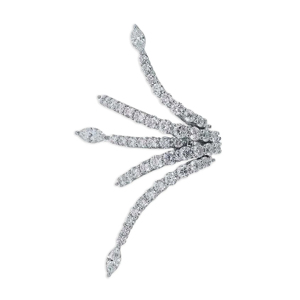 Boucles d'oreilles à clip en or blanc de luxe avec diamants en forme de plume, coupe marquise, bijoux de mariage pour femmes - Product Image 1