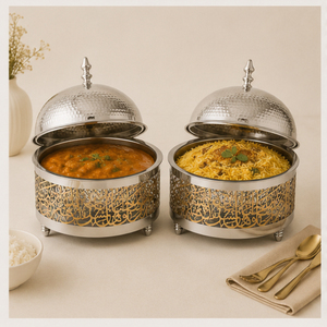 Olla Caliente de Acero Inoxidable con Caligrafía Árabe Moderna y Tapa de Cúpula Martillada para Hostelería y Banquetes de Boda - Product Image 2