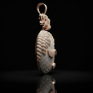 จี้รูปหน้านอนแบบ Iced Out  ชุบทองคำขาว 925 14K โรสโกลด์ ประดับเพชรแบบ Micro Pave พร้อมลวดลายละเอียด - Product Image 3