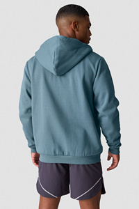 Sweat-shirt à capuche zippé pour homme, couleur turquoise, coupe classique, couleur unie, décontracté, en molleton français 100% coton, respirant, écologique, vêtement d'hiver - Product Image 5