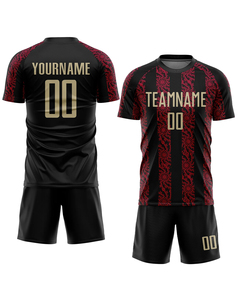 High Quality Custom Unisex <b>Soccer</b> Jersey Set Black Red Solid Sublimated Print Wicking Short Sleeve Athletic Fit 100% Polyester - Product Image 1