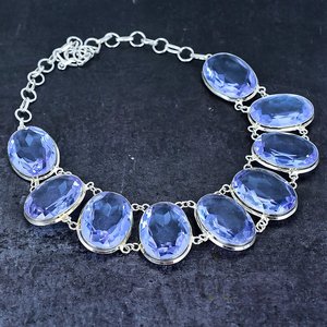 925 Silver Plated Cute Pink Amethyst Oval Cut Engagement <b>Statement</b> <b>Necklace</b> Unisex Party Jewelry Rope Chain Alloy Gift - Product Image 2
