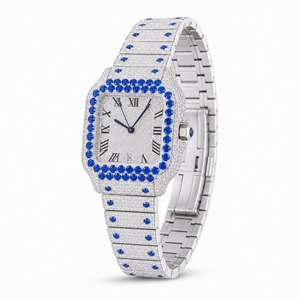 Reloj unisex de lujo de acero inoxidable con diamantes incrustados, esfera analógica, cristal de zafiro, caja redonda de 41 mm, cierre de mariposa, cuarzo. - Product Image 5