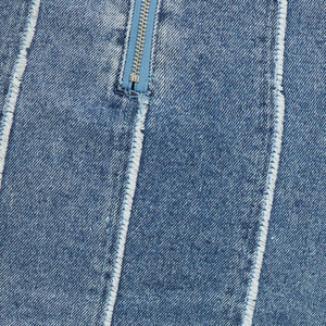 Jupe en jean grande taille pour femmes, tissu en gros, personnalisable, échantillon gratuit, meilleure qualité - Product Image 5