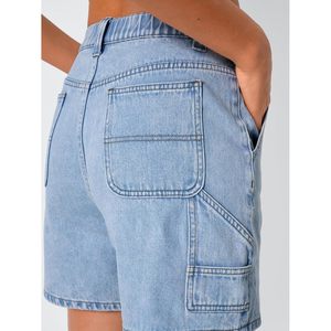 FOXA-Pantalones cortos vaqueros vintage de cintura media para mujer, bonitos trajes de verano 2025, decoración con botones, estilo recto, Vaqueros Retro - Product Image 2
