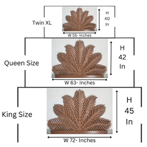 Cabecero de Cama King Size de Madera Tallada a Mano con Diseño de Hoja de Palma, Pintado en Marrón, Decoración de Madera de Ingeniería, Muebles para el Hogar - Product Image 6