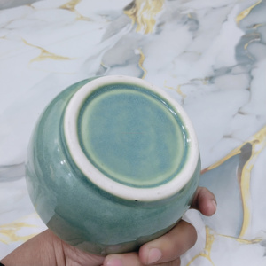 Minimalist Green Glazed Ceramic Small Bowl with Smooth Finish, Versatile <b>Handmade</b> Stoneware Dish for Kitchen Tabletop Home Décor - Product Image 6