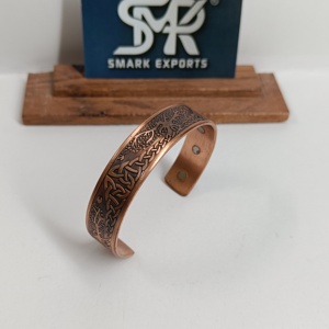 Classic Metal Craft Magnetic Copper Cuff <b>Bangle</b> <b>Engraved</b> Pattern Adjustable Open Bracelet Handmade - Product Image 6