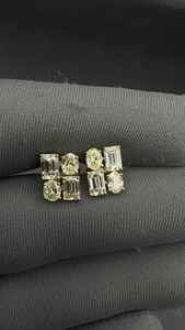 Moissanite Diamond Emerald and Oval Cut Designer <b>Studs</b> <b>Earrings</b> For Women's Jewelry 925 <b>Silver</b> Fine Classic Gift For Partner - Product Image 3