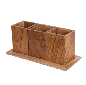 Organisateur de cuisine unique pour le rangement, en bois de manguier brun foncé, fait main, pour servir, vaisselle, couverts - Product Image 6