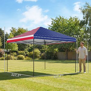 Gazebo Pieghevole 3x3m con Bandiera Americana, Montaggio Istantaneo, Tenda Portatile da Esterno con Borsa per il Trasporto - Product Image 3