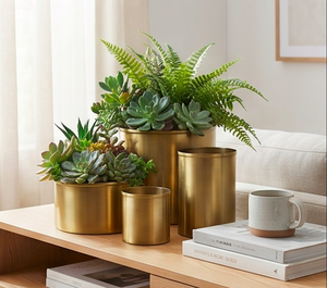Ensemble de 5 vases modernes en laiton doré pour table, cylindres décoratifs pour l'entrée, le bureau ou comme cadeau - Product Image 6