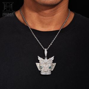 Custom Hip Hop Jewellery Iced Out <b>Mask</b> Pendant Two Tone Gold Dragon <b>Mask</b> Green Emerald <b>Eyes</b> Charm Necklace for Men - Product Image 2