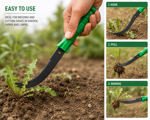 Faucille professionnelle en acier au carbone avec manche en plastique pour le désherbage, la coupe et la récolte en agriculture, jardinage et ferme - Product Image 4