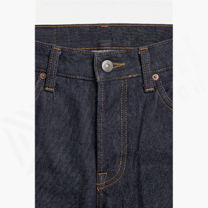 Jean en denim coupe droite délavé foncé pour homme, coupe slim, en coton, style décontracté, pantalon d'automne - Product Image 4
