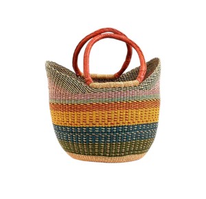 Casual Colorful Seagrass <b>Handbags</b> Woven Tote Bag Luxury Leather Handle Fashion Women <b>Straw</b> <b>Handbag</b> Eco Friendly Beach OEM - Product Image 1