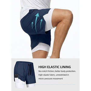 OEM <b>Men</b> 2 In 1 Athletic <b>Shorts</b> <b>Compression</b> Liner Running Gym <b>Shorts</b> With Phone Pocket Wholesale Bulk Supply - Product Image 5