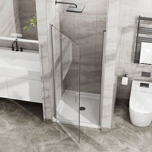 Porta Doccia Scorrevole Goodyo 34"x72" in Vetro Temperato, Spessore 1/4 di Pollice, Finitura Cromata, Design Semi Senza Telaio con Perno Girevole - Product Image 6