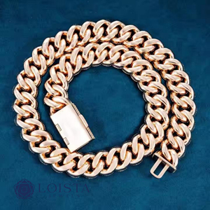 LOISTA Men's Rose Gold Plated Diamond <b>Rope</b> <b>Chain</b> Necklace Micro Pave Round Brilliant Cut Luxury Everyday Wear - Product Image 5