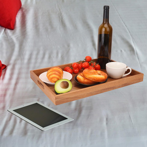 ถาดไม้อะคาเซียหรูหราพร้อมชุดที่จับ2ชิ้นเหมาะสำหรับเค้กชากาแฟขนมขบเคี้ยวหรือผลไม้ที่เสิร์ฟในห้องครัวคาเฟ่หรือพื้นที่รับประทานอาหาร - Product Image 6