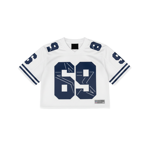 Camiseta Corta Oversize de Malla con Logo Personalizado para Mujer, Estilo Urbano, Hombros Caídos, Holgada, para Verano, Camiseta de Fútbol Americano para Dama - Product Image 1