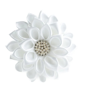 Broche de Flor de Perla Blanca, Elegante Pin Floral de Tela, Joyería para Mujer, Accesorio de Moda Premium con Diseño de Pétalos en Capas - Product Image 2