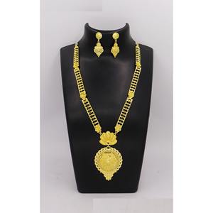 High Quality <b>Gold</b> Plated Long Necklace and Earring <b>Set</b> Saudi Arabia India East Wedding Jewelry African Style <b>Jewellery</b> <b>Set</b> - Product Image 3