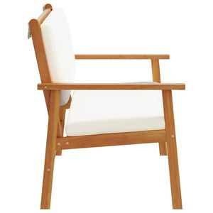 Banc de jardin en bois d'acacia massif blanc crème avec coussin, bancs de patio - Product Image 5