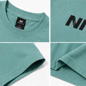 Camiseta de Algodón Teal Extra Grande para Hombre, Marca Privada, Manga Corta, Cuello Redondo, Estilo Casual, con Logotipo Estampado en la Parte Delantera, Tejido Jersey Transpirable - Product Image 5