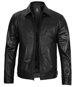 Chaquetas de Cuero Genuino Personalizadas para Hombre |   Ropa Exterior de Piel de Cordero Negra de Primera Calidad |   Estilos Harrington y Biker Disponibles |   Marca Privada OEM M - Product Image 2