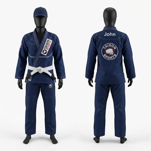 Unisex BJJ Suit 160g Cotton Pearl Weave Navy Blue Fabric Heat-Transfer Printed Logo Reinforced Stitching Quick Dry Breathable - Product Image 1