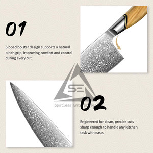 Customized Handmade Pakistan Made Damascus Chef <b>Knives</b> <b>Set</b> 67-Layer Wood Handles Right-Handed Design-OEM Service Available - Product Image 4