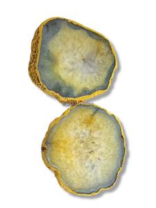 Natural Black Onyx <b>Coaster</b> <b>Gold</b> Trim Electroplated Love Slice Shaped Crystal <b>Coasters</b> Gemstone Type Agate Home Drinks Decoration - Product Image 3