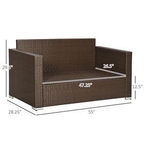 Beige PE Rattan da esterno in vimini divanetto 2 posti divano Patio con cuscini divani da giardino - Product Image 3