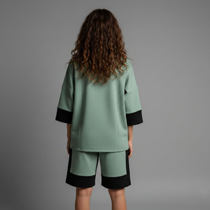 Nuevo conjunto corto de algodón 100% para mujer, llegada reciente 2026, con logo DTF personalizado, estilo streetwear, conjunto de 2 piezas en 2 tonos, estilo hip hop. - Product Image 6
