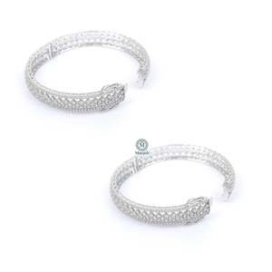 Delia CZ Designer Bangles-Trendy Brass Bracelets with Zircon Amber & Diamond Accents - Product Image 3